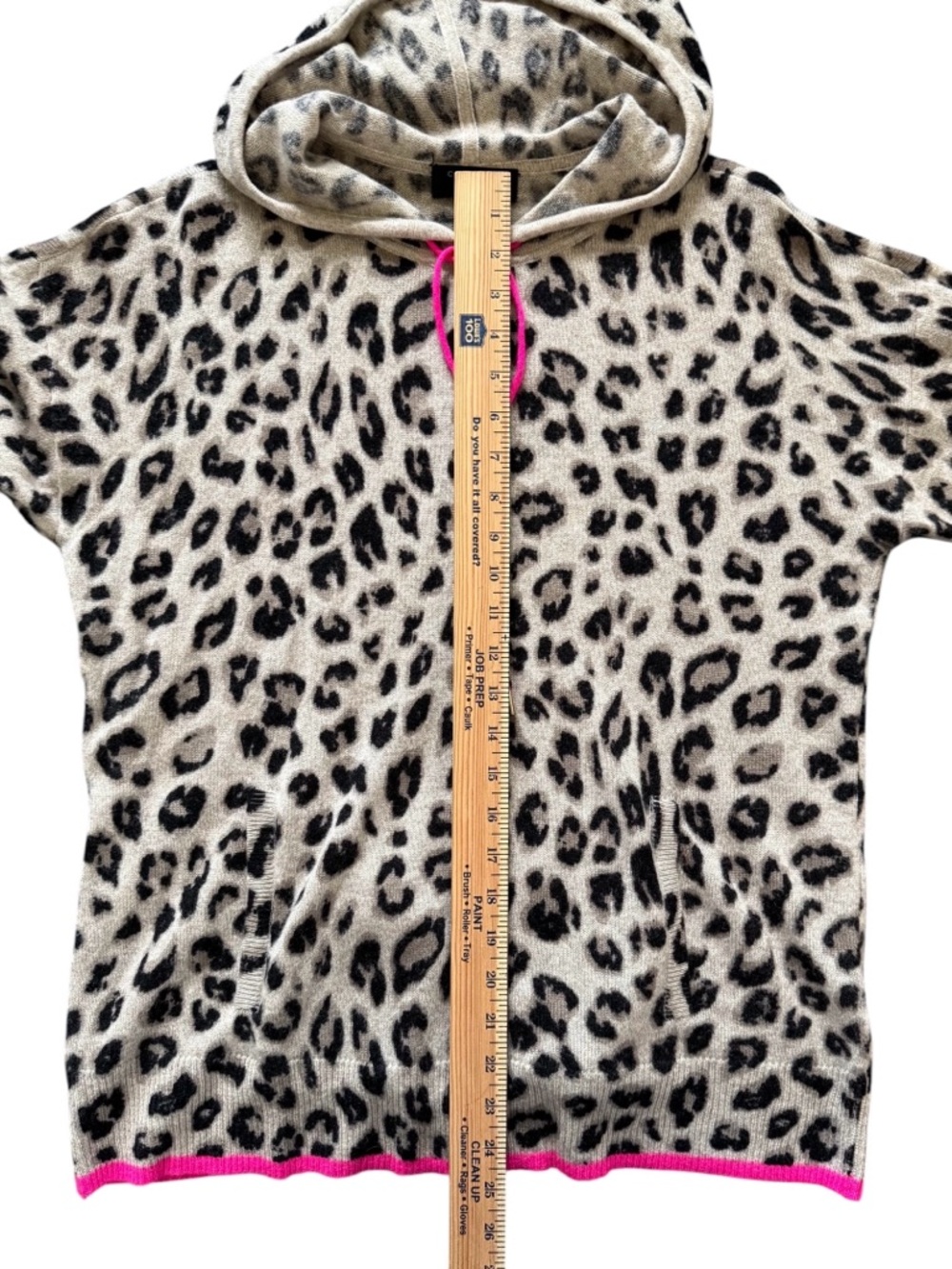 Charter Club 100% Cashmere Hoodie Womens M Leopard Print Pink Trim Sweater NWOT - Picture 6 of 7